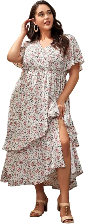 Plus Size Summer Dresses for Women 2025 Floral Maxi Dress Flowy Vacation Dress for Beach Wedding, Church, Garden Party