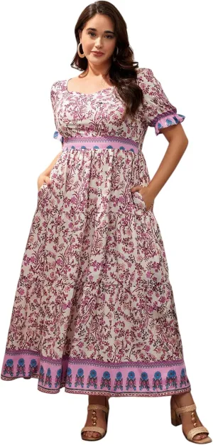 Plus Size Summer Dresses for Women 2025 Floral Maxi Dress Flowy Vacation Dress for Beach Wedding, Church, Garden Party