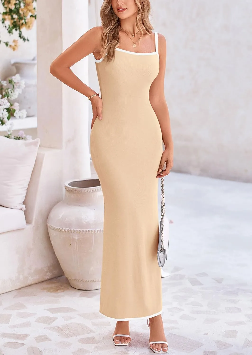 PRETTYGARDEN Spring Dresses for Women 2025 Summer Resort Wear Sexy Bodycon Sundress Spaghetti Strap Vacation Maxi Dress