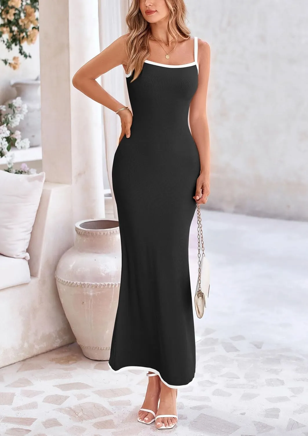 PRETTYGARDEN Spring Dresses for Women 2025 Summer Resort Wear Sexy Bodycon Sundress Spaghetti Strap Vacation Maxi Dress