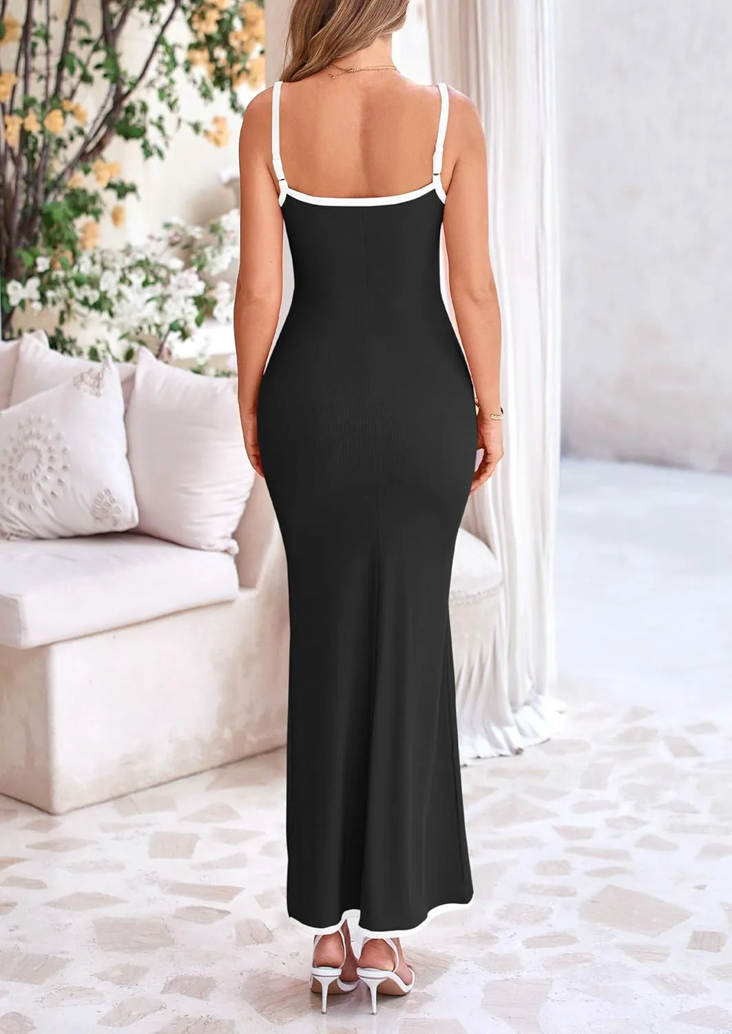 PRETTYGARDEN Spring Dresses for Women 2025 Summer Resort Wear Sexy Bodycon Sundress Spaghetti Strap Vacation Maxi Dress