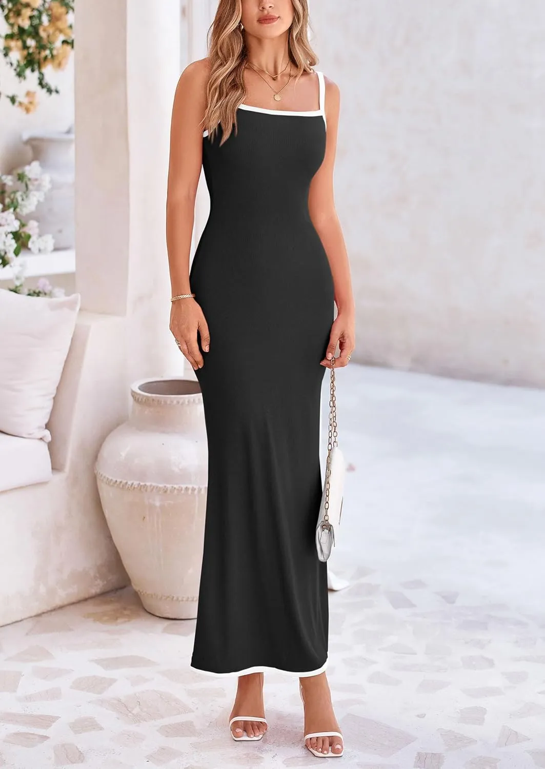 PRETTYGARDEN Spring Dresses for Women 2025 Summer Resort Wear Sexy Bodycon Sundress Spaghetti Strap Vacation Maxi Dress