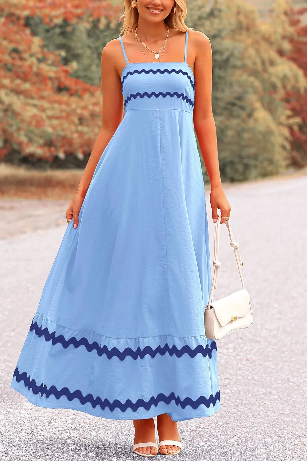 PRETTYGARDEN Women's 2025 Summer Flowy Maxi Dress Casual Sleeveless Spaghetti Strap Ruffle Beach Long Dresses