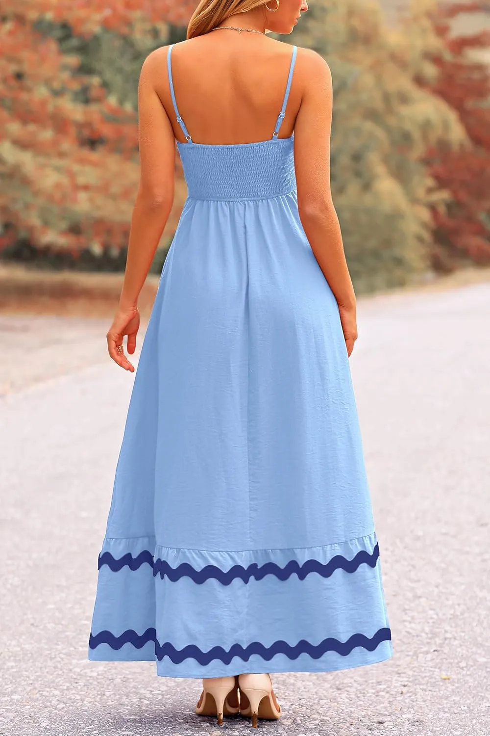 PRETTYGARDEN Women's 2025 Summer Flowy Maxi Dress Casual Sleeveless Spaghetti Strap Ruffle Beach Long Dresses