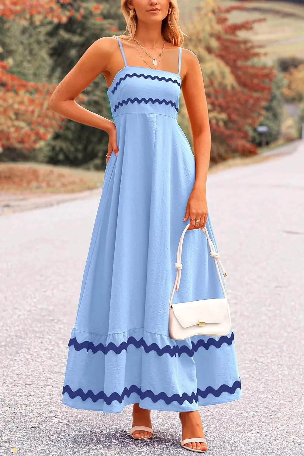 PRETTYGARDEN Women's 2025 Summer Flowy Maxi Dress Casual Sleeveless Spaghetti Strap Ruffle Beach Long Dresses