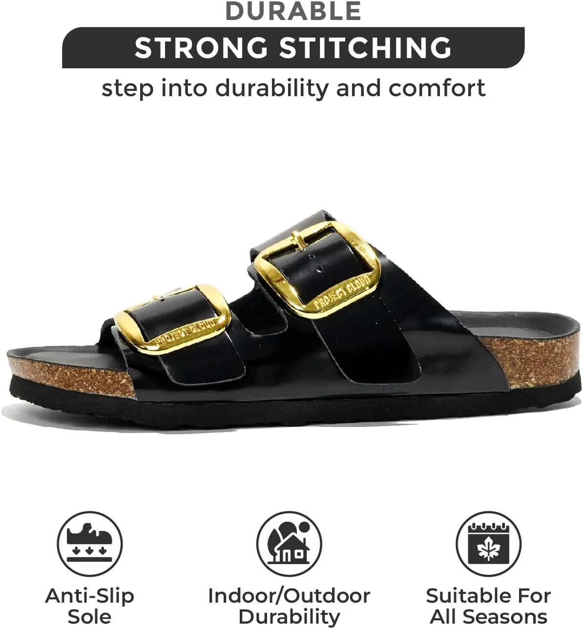 Project Cloud Genuine Leather Flat Sandals Comfortable Beach Essentials Womens Sandals Memory Foam Vacation Essentials Slides for Women Footwear (Santorini)