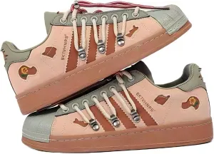 Retro Fashion Chunky Platform Sneakers for Women Trendy Casual Aesthetic Skateboard Shoes Camo Green Brown Suede