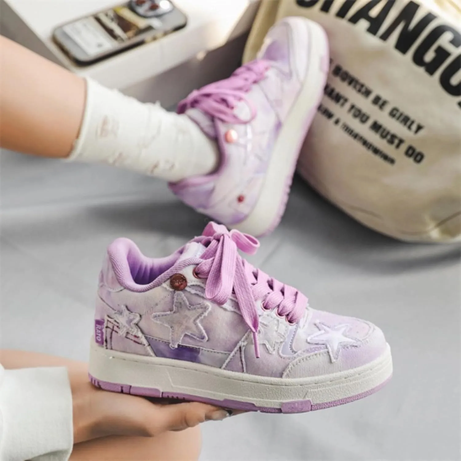Retro Star Platform Shoes Vintage Chunky Sneakers for Women Men Trendy Casual Aesthetic Y2k Skate Shoes