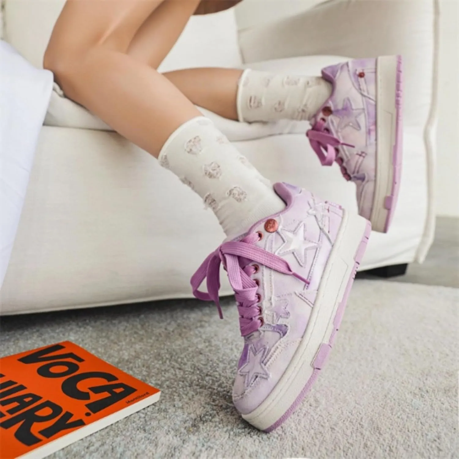 Retro Star Platform Shoes Vintage Chunky Sneakers for Women Men Trendy Casual Aesthetic Y2k Skate Shoes