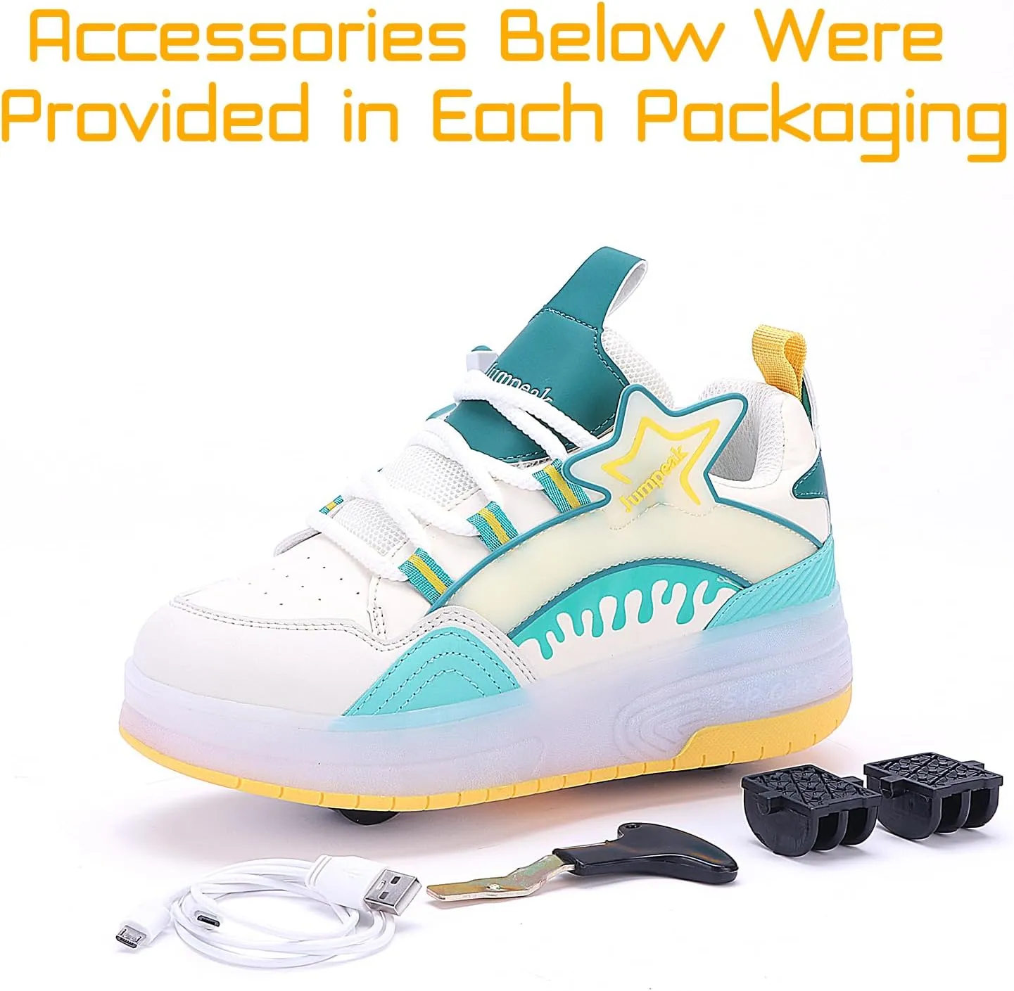 Roller Shoes with 16 LED Combinations for Girls Boys Roller Sneakers with 2-Wheels USB Rechargeable for Christmas Birthday Children Party Show Gift