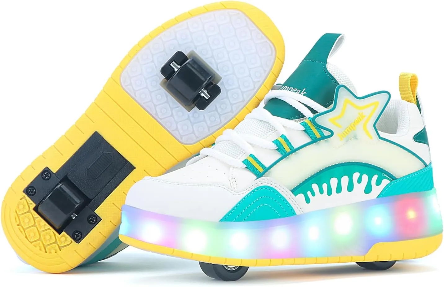 Roller Shoes with 16 LED Combinations for Girls Boys Roller Sneakers with 2-Wheels USB Rechargeable for Christmas Birthday Children Party Show Gift