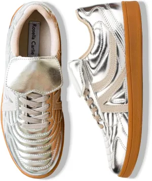 Rosella Carlie Sneakers for Women - Comfortable Casual Walking Tennis Shoes Non-Slip Shoes for Women - Lace-Up Fashion Sneakers Trendy Women's Footwear