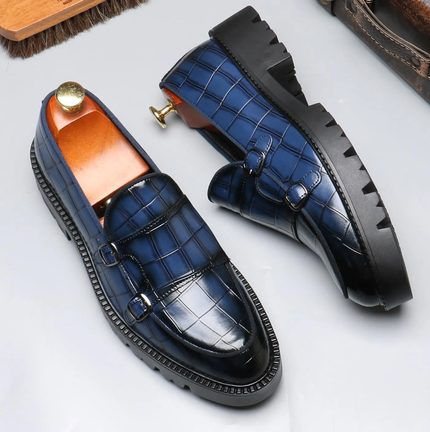 Santimon Mens Loafers Casual Dress Slip On for Men Patent Leather Smoking Plaid Penny Loafes Tuexdo Wedding Mocasines Formal Business Prom Shoes