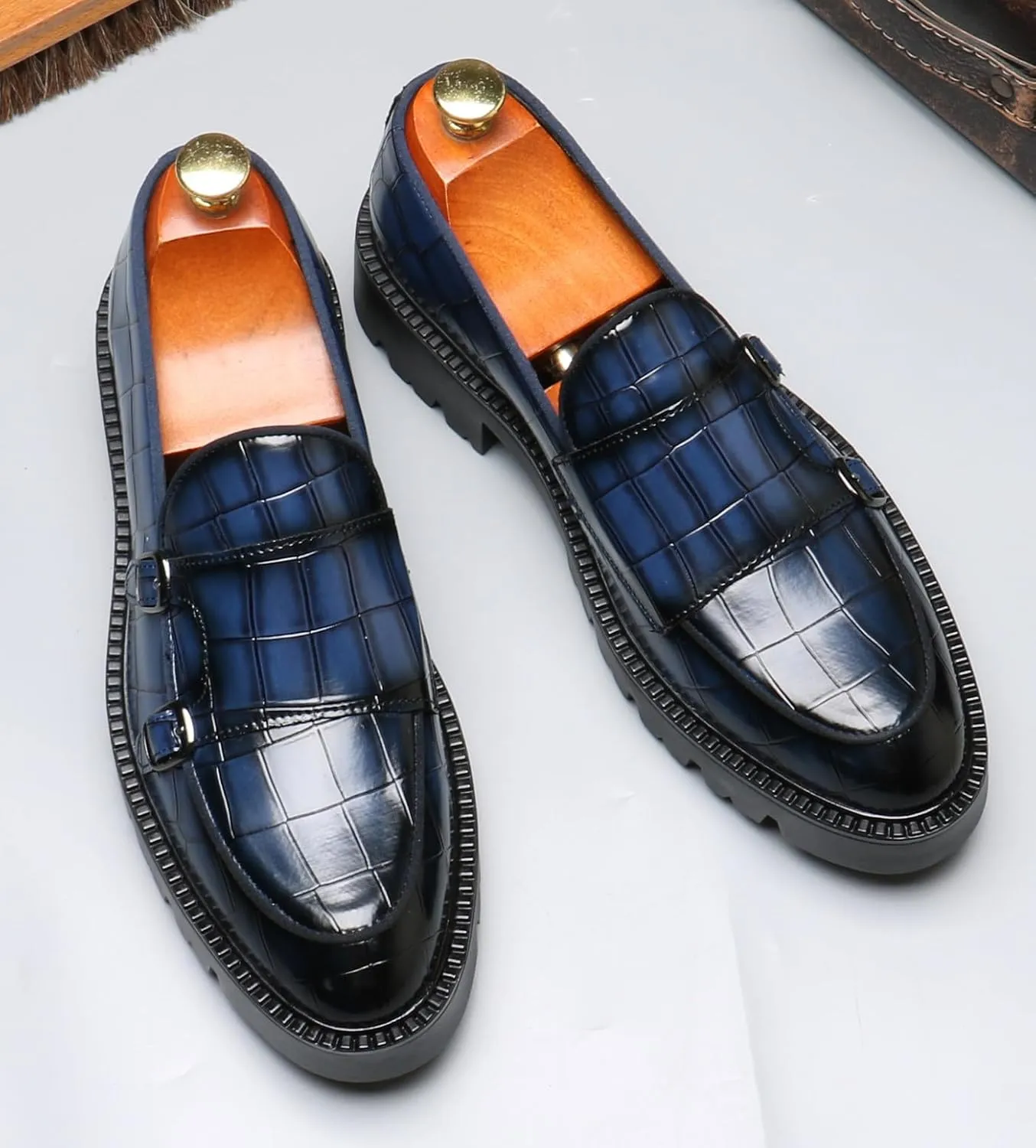 Santimon Mens Loafers Casual Dress Slip On for Men Patent Leather Smoking Plaid Penny Loafes Tuexdo Wedding Mocasines Formal Business Prom Shoes