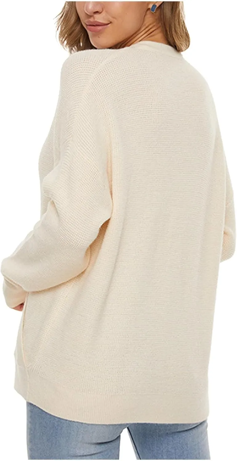 Sexy Cross Wrap v Neck Sweaters for Women Trendy Oversized Long Sleeve Knit Pullover Tops Ladies Casual Sweater