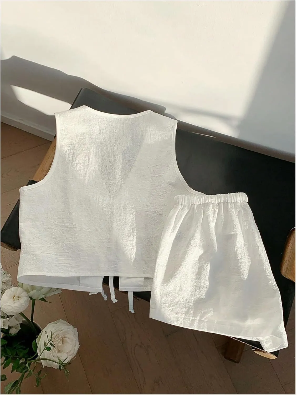 SHENHE Women's Summer 2 Piece Outfits Tie Front Vest Tank and Shorts Set Resort Travel Clothes