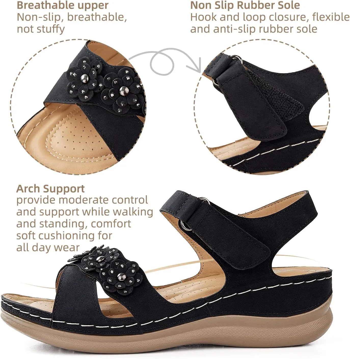 SHIBEVER Wedge Sandals for Women Dressy: Women Comfortable Summer Platform Casual Dress Sandal