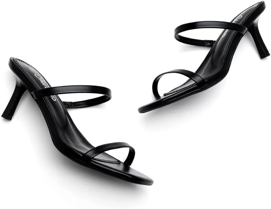 Shoe Land Women's Low Heels | Kitten Heel Sandals for Women | Open Toe Slip-On Slides | Two-Strap Heeled Mules | Dressy Short Heels for Party, Wedding & Vacation