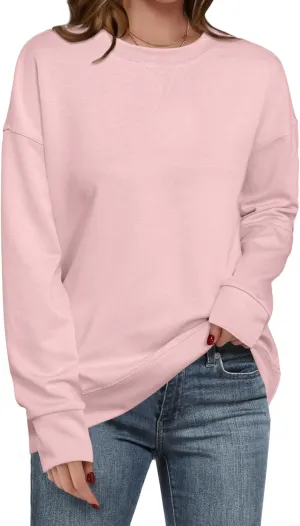 Simplee Womens Sweatshirt Long Sleeve Crewneck Striped Sweatshirt for Women 2024 Trendy Fall Tops Pullover Sweatshirts