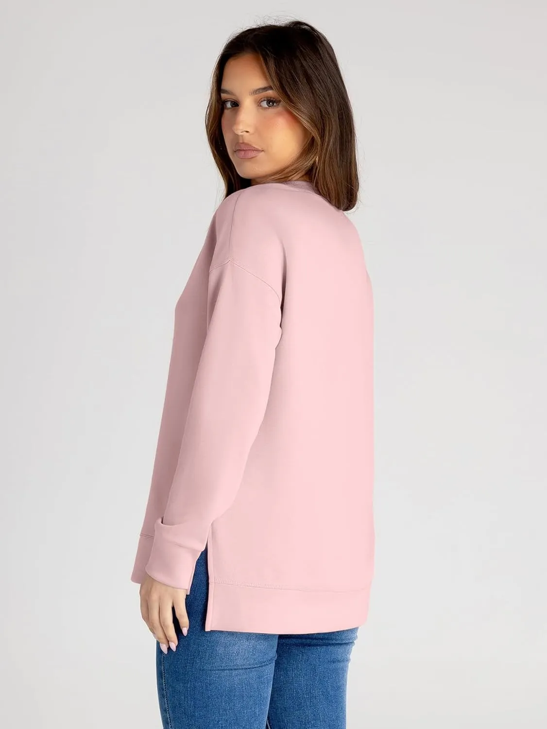 Simplee Womens Sweatshirt Long Sleeve Crewneck Striped Sweatshirt for Women 2024 Trendy Fall Tops Pullover Sweatshirts