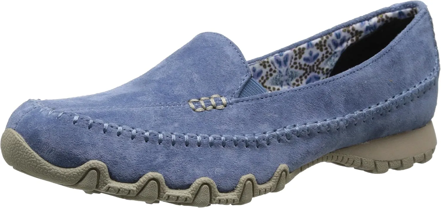 Skechers Women's Bikers Pedestrian Memory Foam Slip-On Moccasin,6 M US,Blue Suede