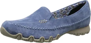 Skechers Women's Bikers Pedestrian Memory Foam Slip-On Moccasin,6 M US,Blue Suede