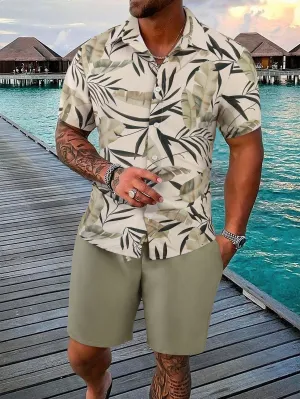 Slim fit tropical shirt| Men Tropical Print Shirt &