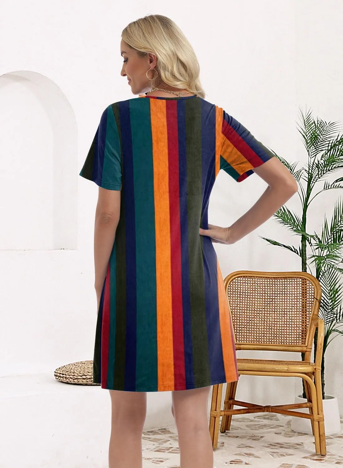 Soesdemo Womens Summer Dresses Square Neck Short Sleeve Buttons Casual Beach Boho 2025 Fashion Sundress