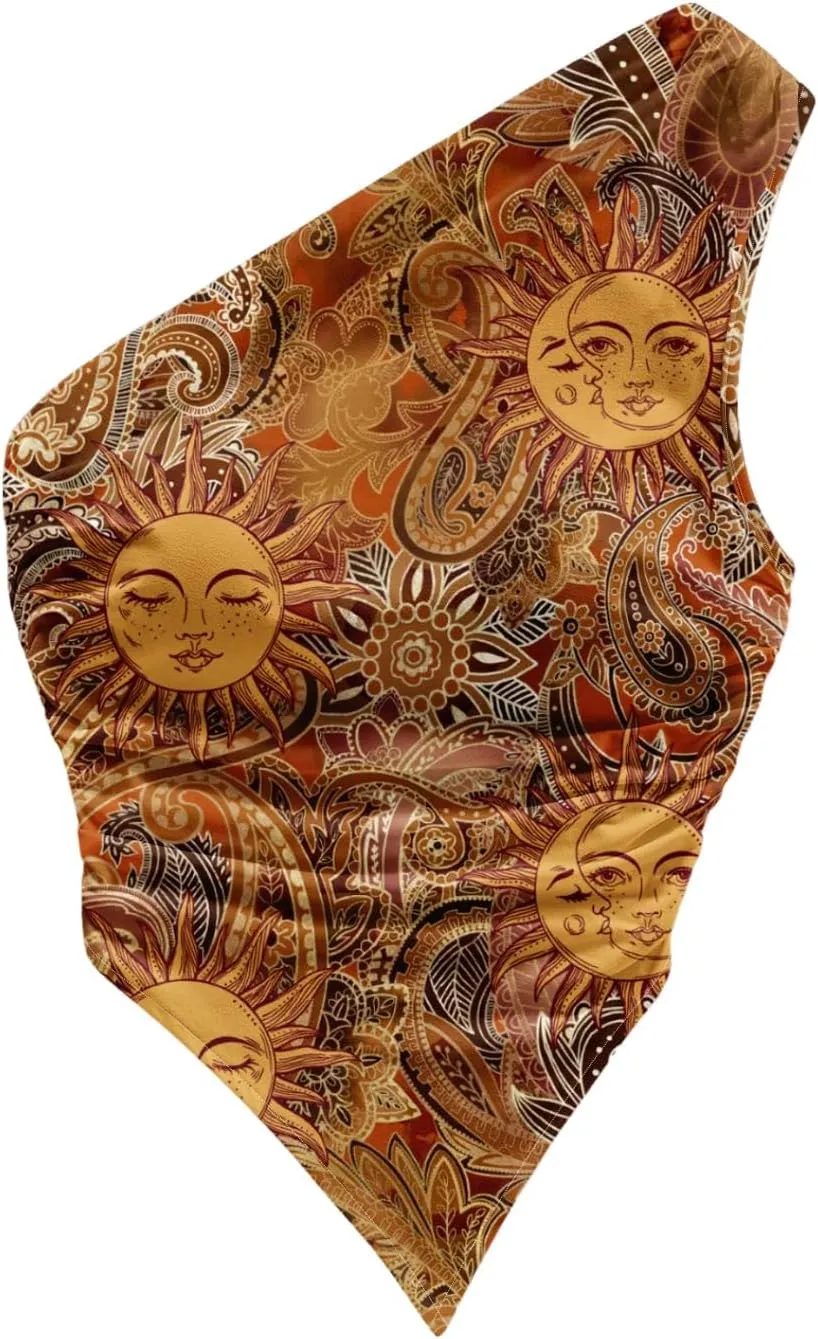 SOLY HUX Women's Plus Size Boho Print Tank Top One Shoulder Sleeveless Ruched Asymmetrical Vacation Tops