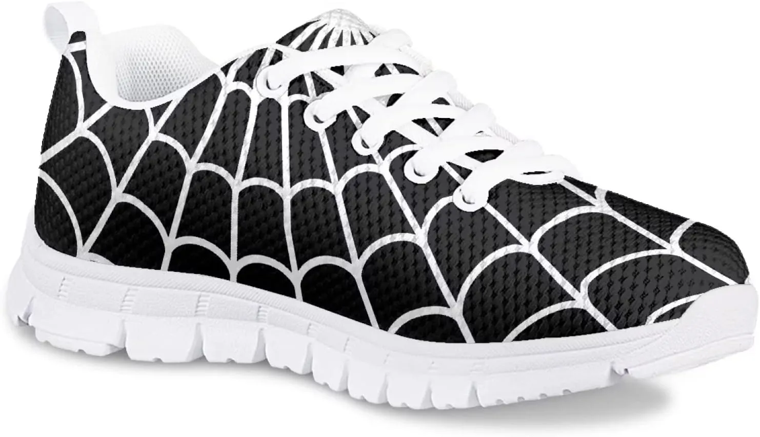 Spider Web Print Kids Casual Tennis Shoes for Girls Boys School Dance Running Tennis Shoes Lace Up Lightweight Walking Athletic Sneakers