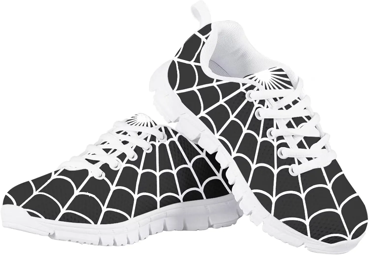 Spider Web Print Kids Casual Tennis Shoes for Girls Boys School Dance Running Tennis Shoes Lace Up Lightweight Walking Athletic Sneakers