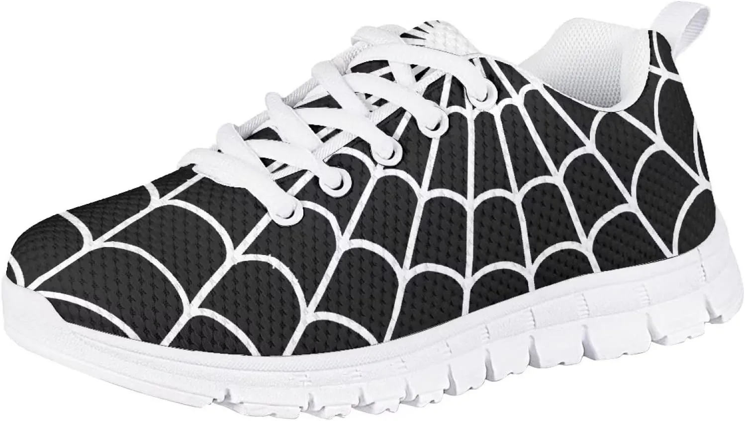 Spider Web Print Kids Casual Tennis Shoes for Girls Boys School Dance Running Tennis Shoes Lace Up Lightweight Walking Athletic Sneakers