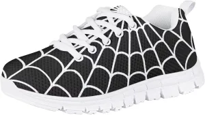Spider Web Print Kids Casual Tennis Shoes for Girls Boys School Dance Running Tennis Shoes Lace Up Lightweight Walking Athletic Sneakers