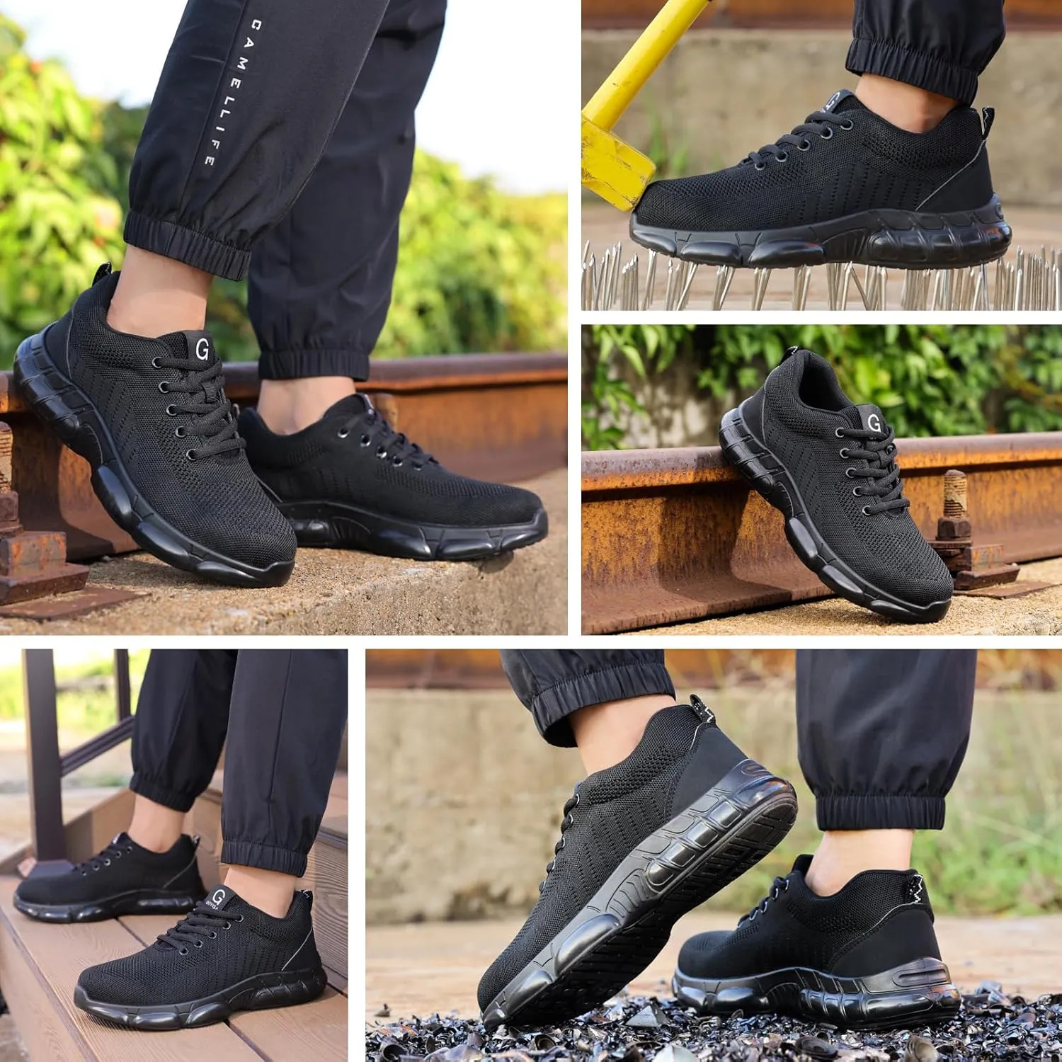 Steel Toe Shoes for Men Women Lightweight Work Shoes Indestructible Safety Sneakers Comfortable Steel Toe Sneakers Mens Work Tennis Shoe for Industrial Construction