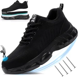 Steel Toe Shoes for Men Women Lightweight Work Shoes Indestructible Safety Sneakers Comfortable Steel Toe Sneakers Mens Work Tennis Shoe for Industrial Construction