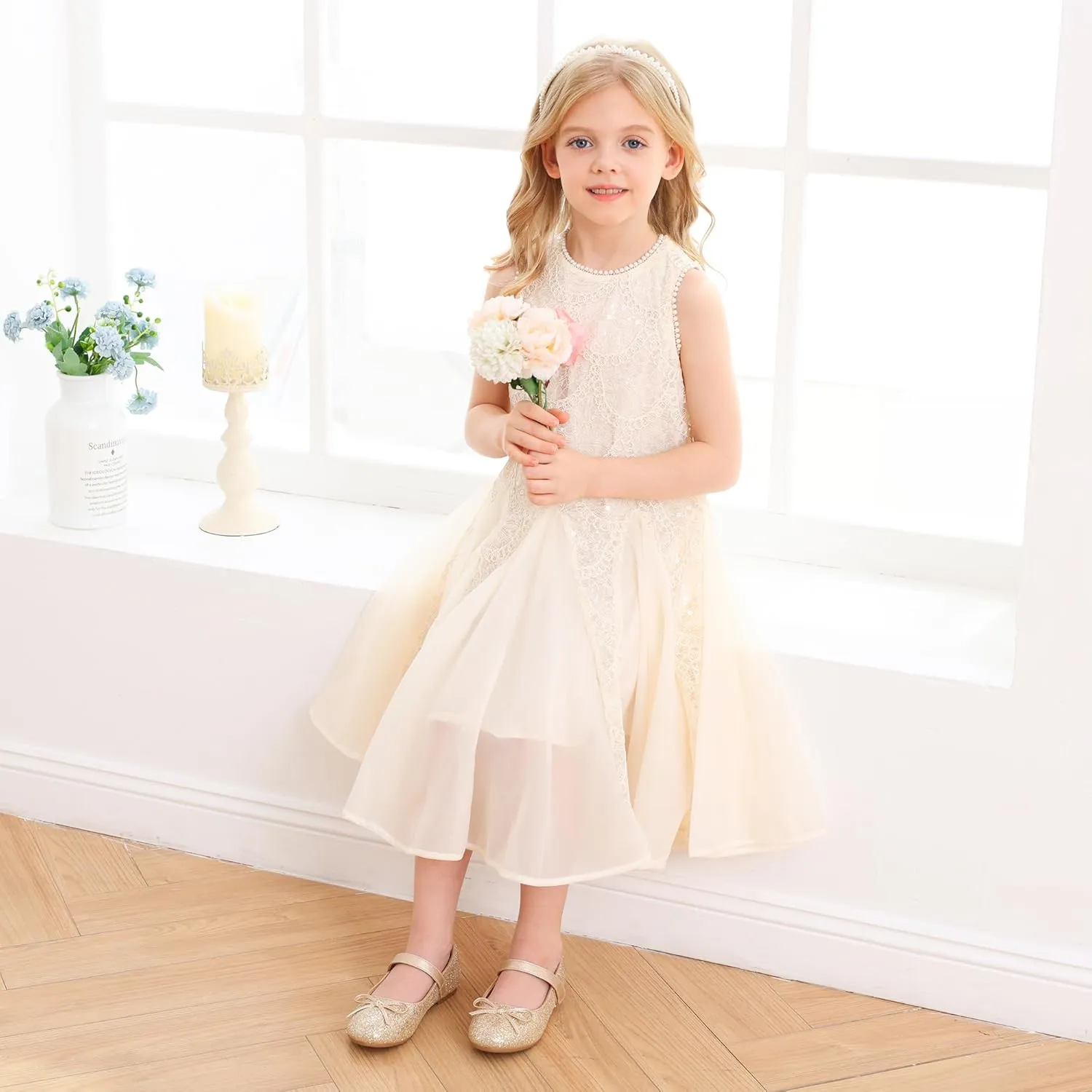 Stelle Girls Mary Jane School Flats Flower Wedding Uniform Party Shoes（Toddler/Little Kids/Big Kids）