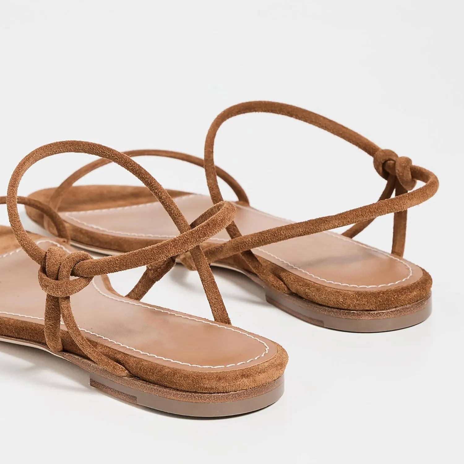 Strappy Flat Sandals for Women Round Open Toe Slip on Ankle Strap Backless Sandals Slingback Casual Vacation Dressy Shoes