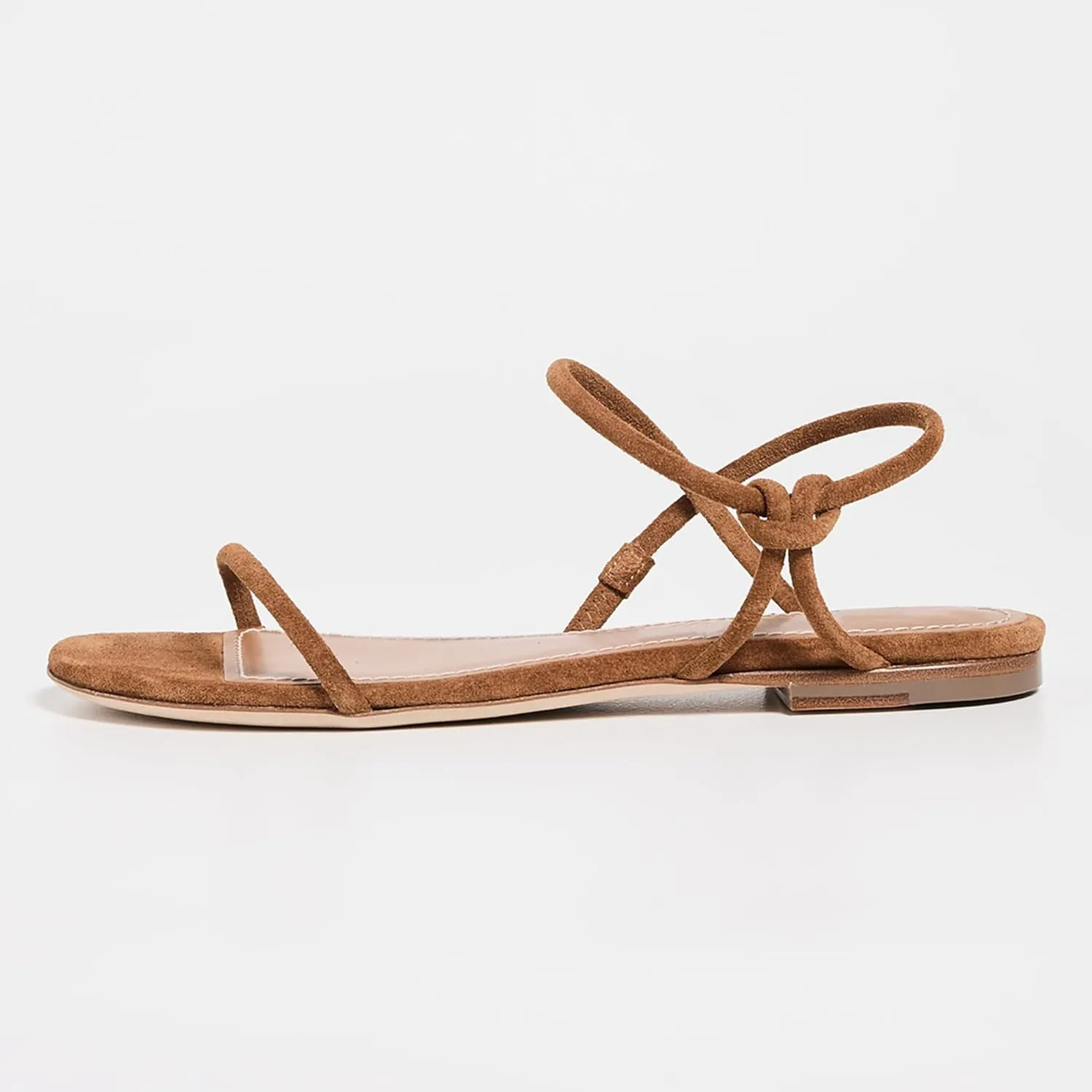 Strappy Flat Sandals for Women Round Open Toe Slip on Ankle Strap Backless Sandals Slingback Casual Vacation Dressy Shoes