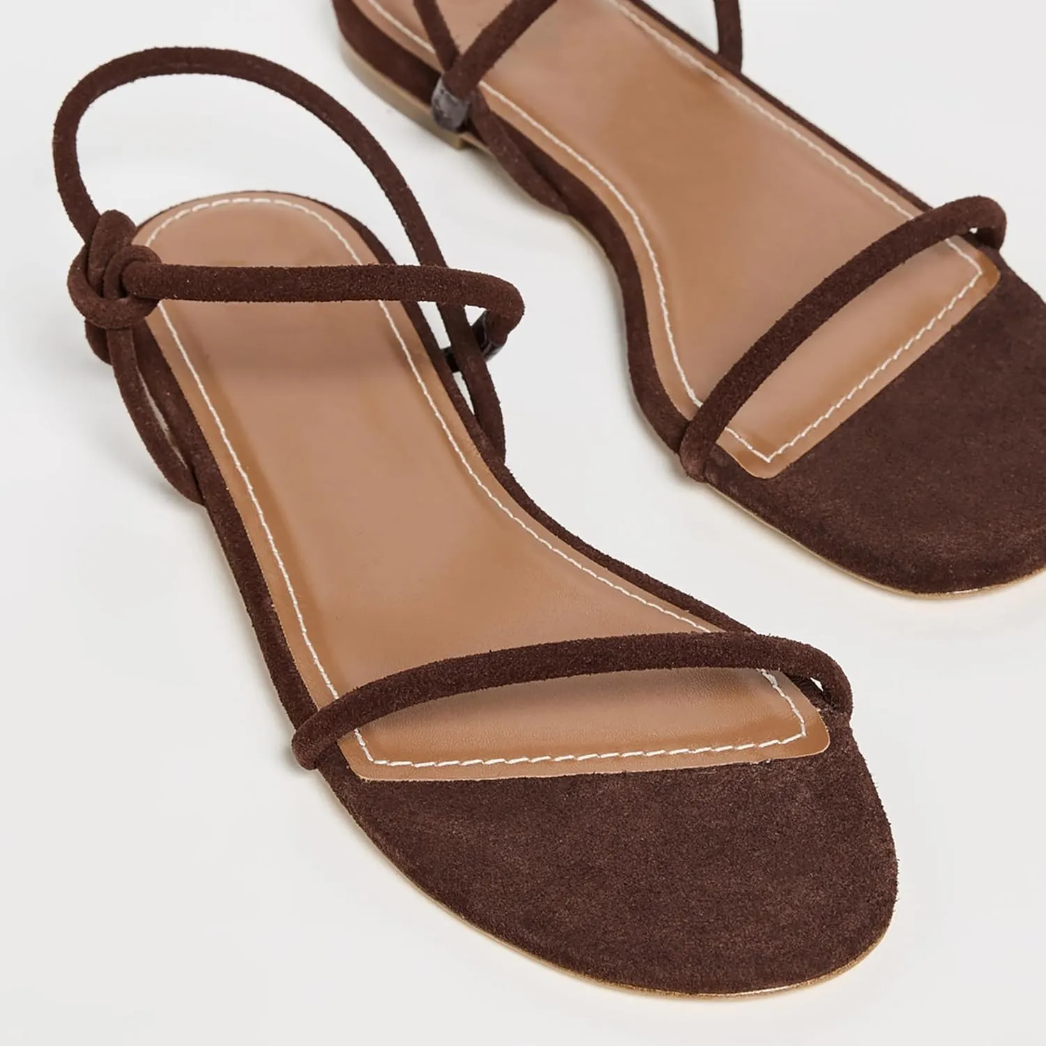 Strappy Flat Sandals for Women Round Open Toe Slip on Ankle Strap Backless Sandals Slingback Casual Vacation Dressy Shoes