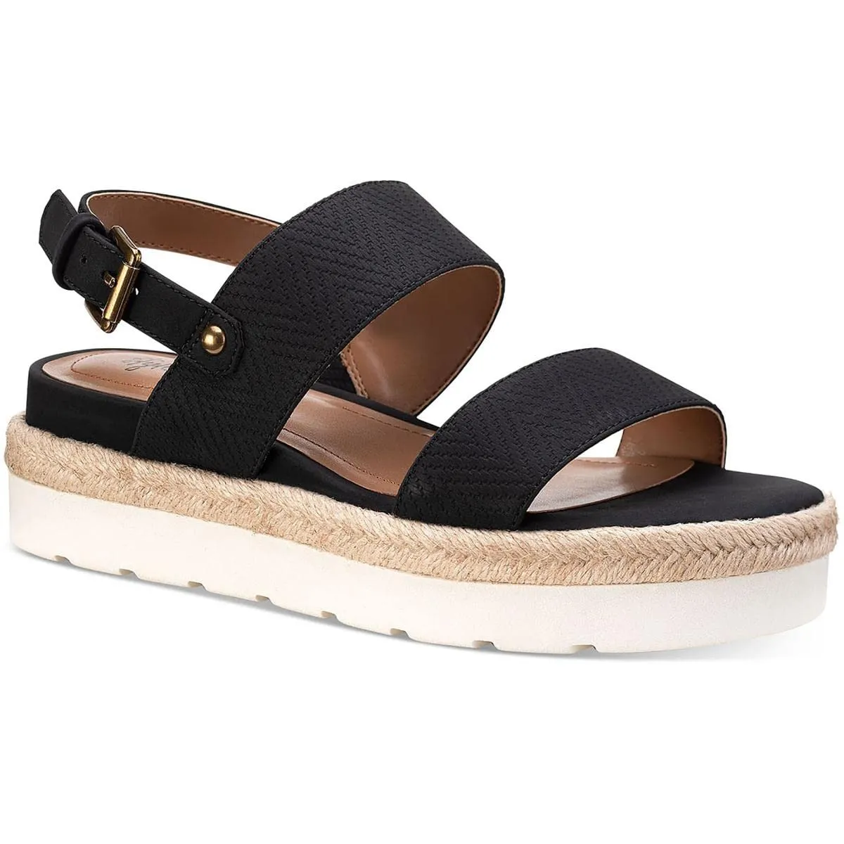 Style & Co. Womens Ferannie Faux Leather Heeled Espadrilles Black 9 Medium (B,M)
