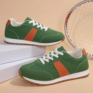 Stylish Women's Low-Top Lace-Up Sneakers - Breathable, Non-Slip, All-Season Rubber Sole, Solid Color, Casual, Comfortable, Fashionable Shoes Plus Size
