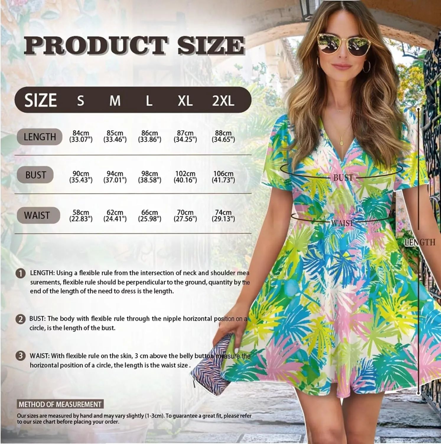 Summer Dresses for Women V-Neck Short Sleeve Flowy Tshirt Dress for Vacation Traveling