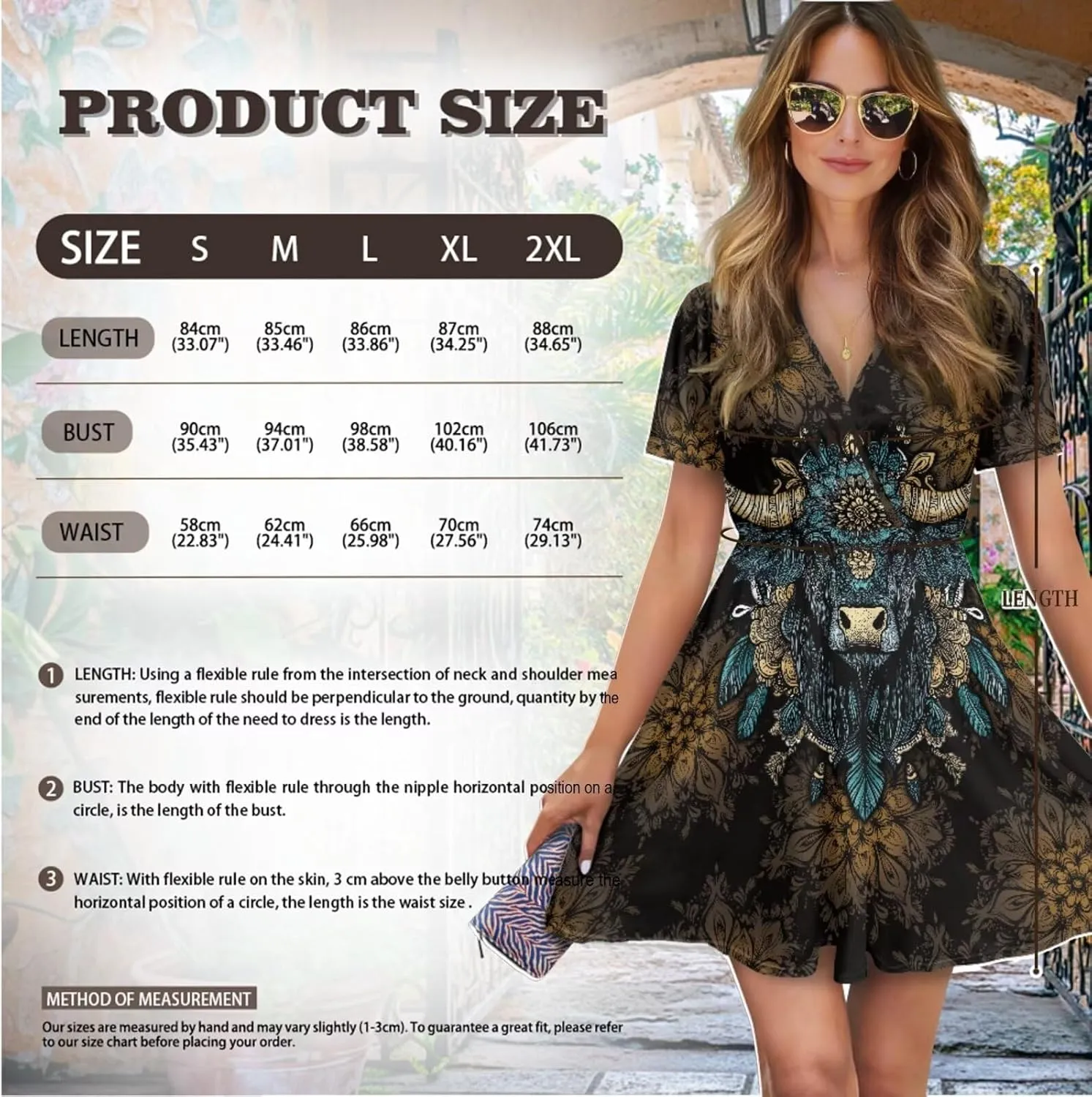 Summer Dresses for Women V-Neck Short Sleeve Flowy Tshirt Dress for Vacation Traveling