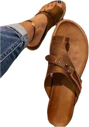 Summer Foot Correction Flat Sandals Women,Summer Beach Walking Bunion Orthopedic Flip Flops,Stylish Lightweight Comfort Ladies Hallux Valgus Slippers,for Plantar Fasciitis ( Color : Brown , Size : 8.5