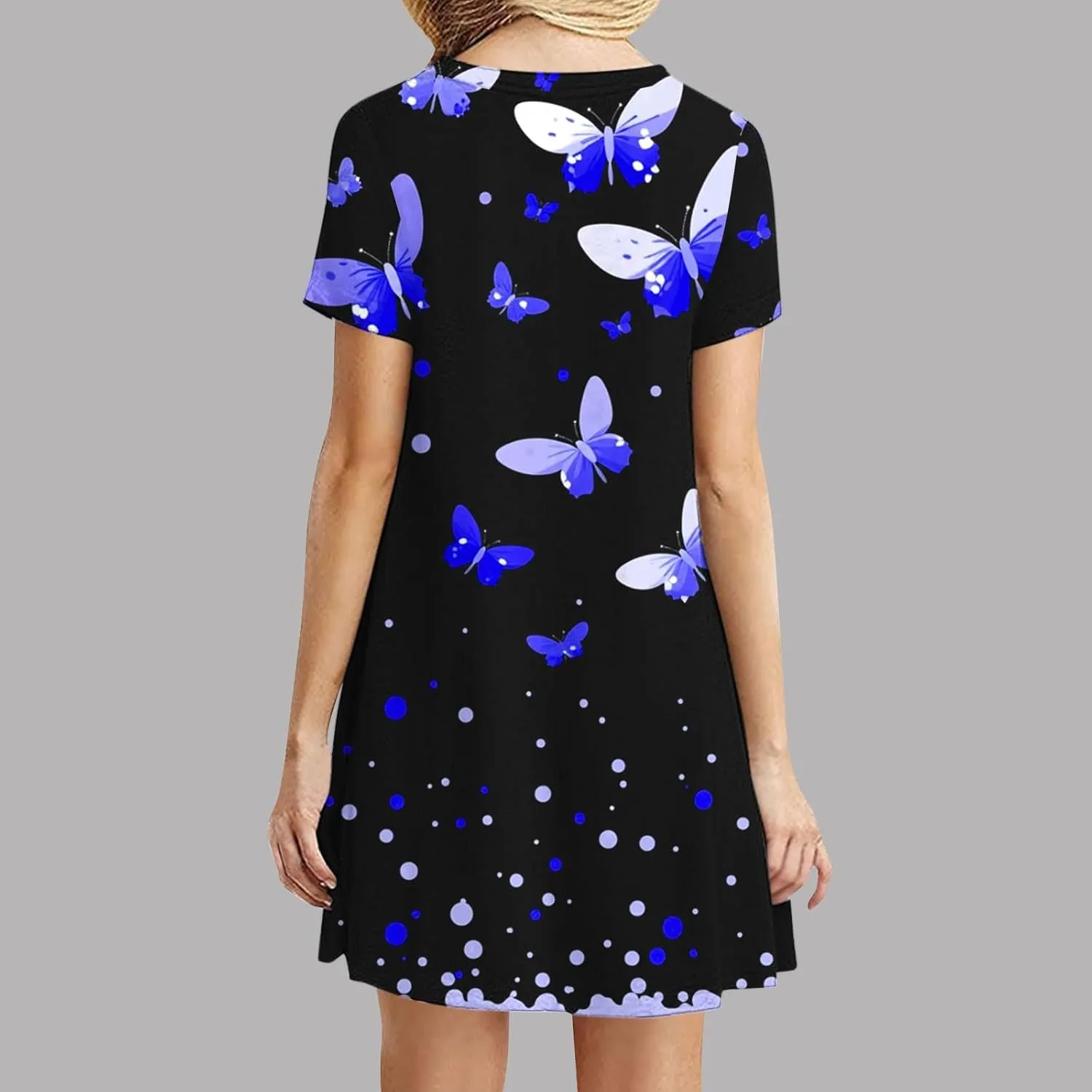 Sundresses for Women 2025 Summer Crewneck Short Sleeve Midi Dresses Casual Vacation Vintage Printed Boho Dresses