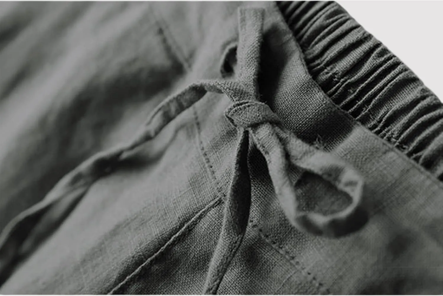Tanming Linen Pants for Women Summer Casual High Waisted Drawstring White Beach Pant