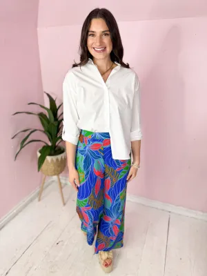 The Malton Tropical Wide Leg Pant-Cobalt