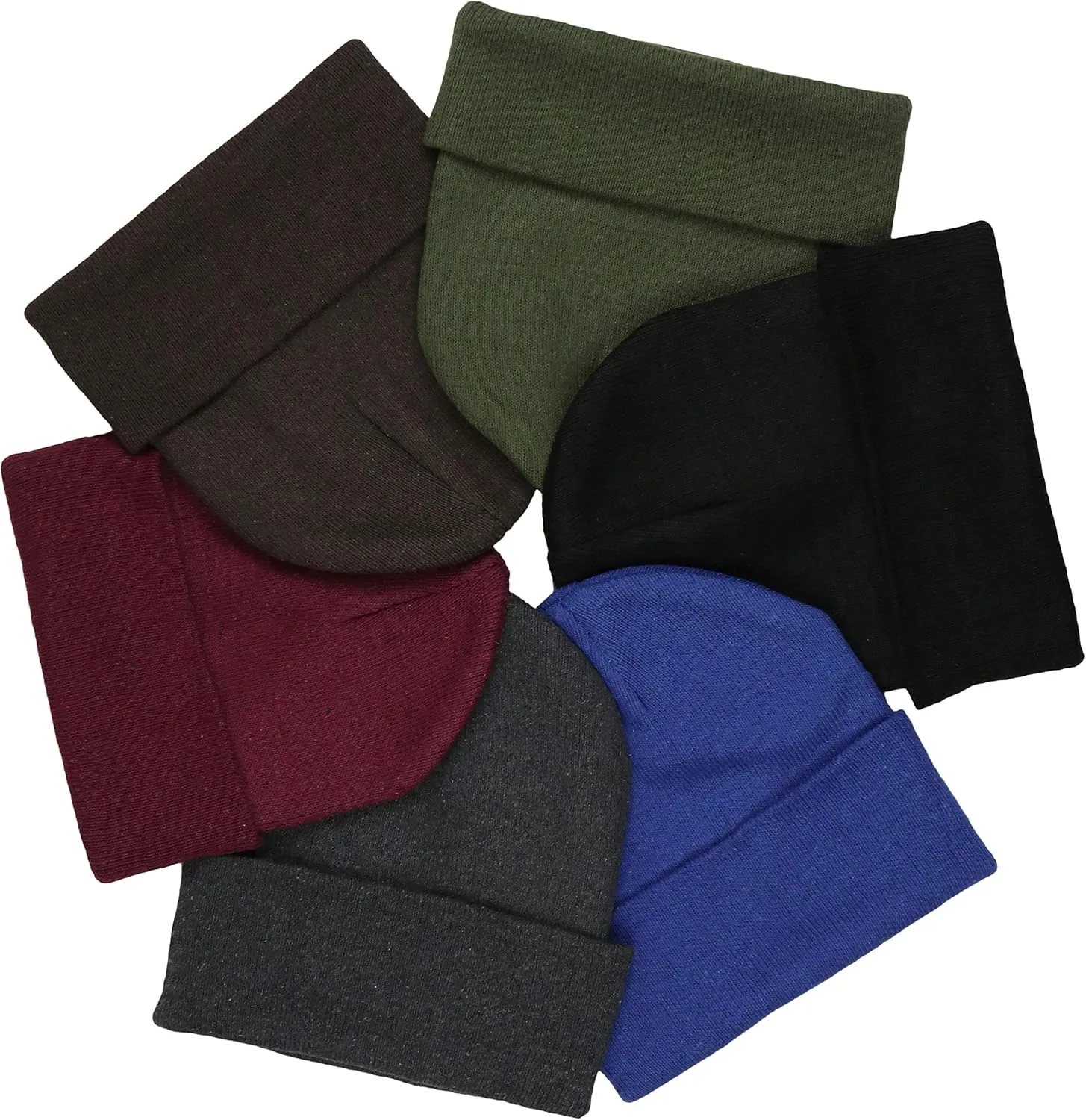 ToBeInStyle Men’s Pack of 6 Double Layered Winter Warm Basic Beanies