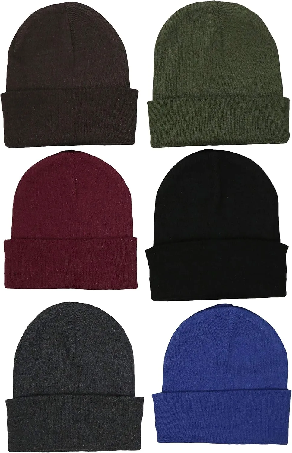 ToBeInStyle Men’s Pack of 6 Double Layered Winter Warm Basic Beanies