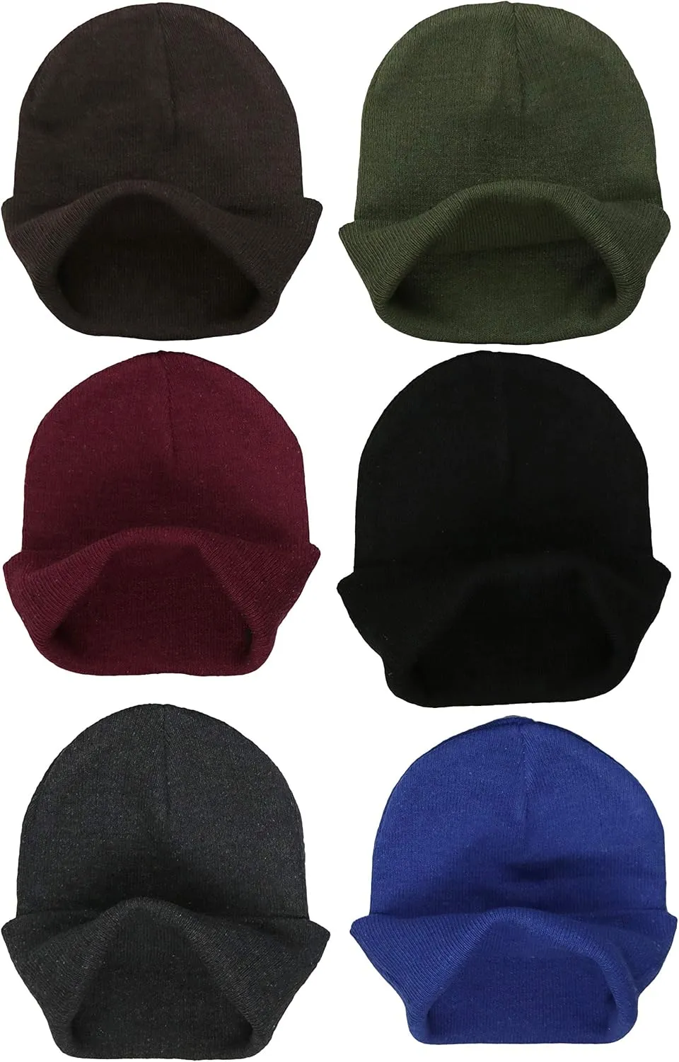 ToBeInStyle Men’s Pack of 6 Double Layered Winter Warm Basic Beanies